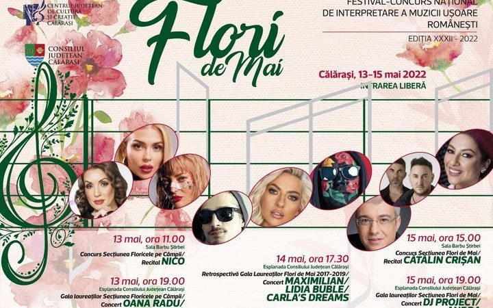 CJCC vă invită la “FLORI DE MAI”, Festival-concurs național de interpretare a muzicii ușoare românești, Călărași, ediția a XXXII-a